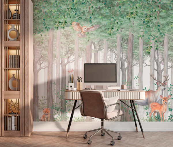 Ταπετσαρίες Μια ομάδα ζώων σε ένα δάσος