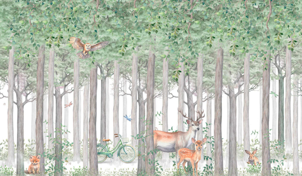 A group of animals in a forest