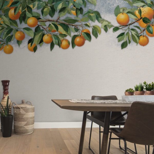 A branch of oranges with leaves