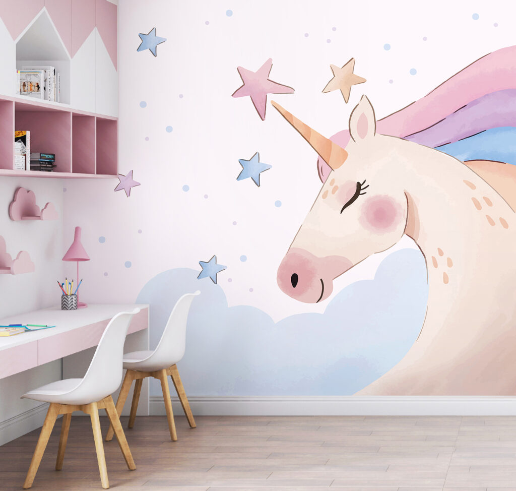 A unicorn with stars and clouds A unicorn with stars and clouds