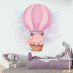 Ταπετσαρίες Μια αλεπού καρτούν σε ένα αερόστατο θερμού αέρα