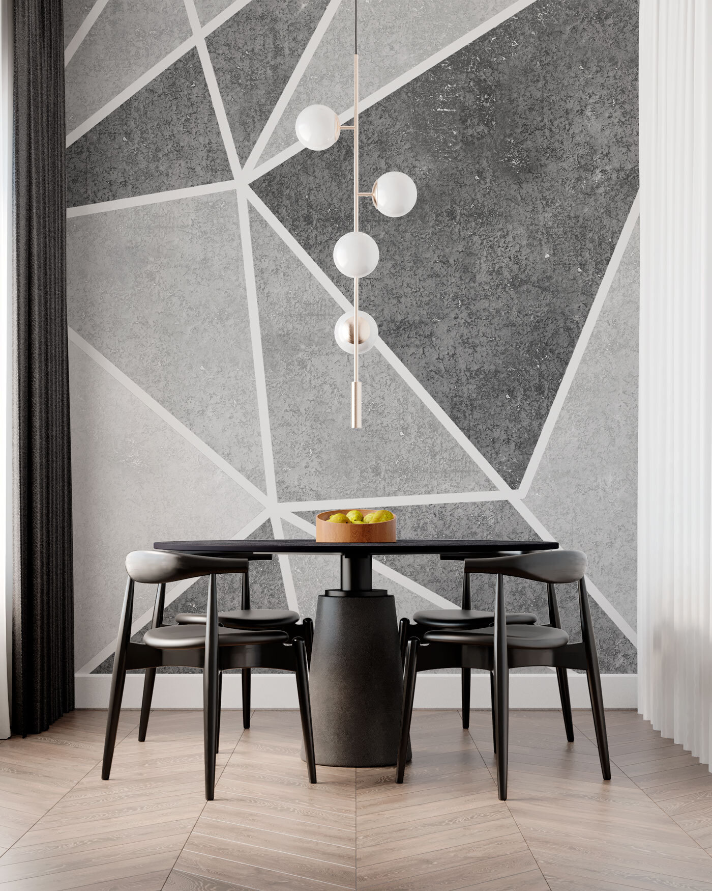 A grey and white background with white lines