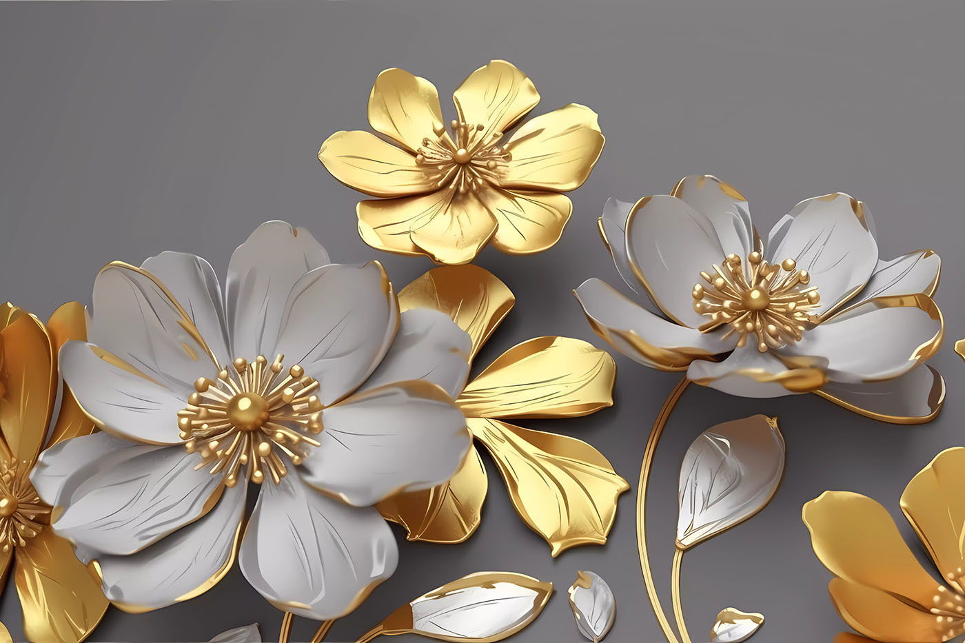 Group of flowers on a gray background Group of flowers on a gray background