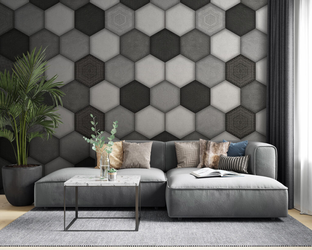 Geometric hexagonal pattern in grayscale