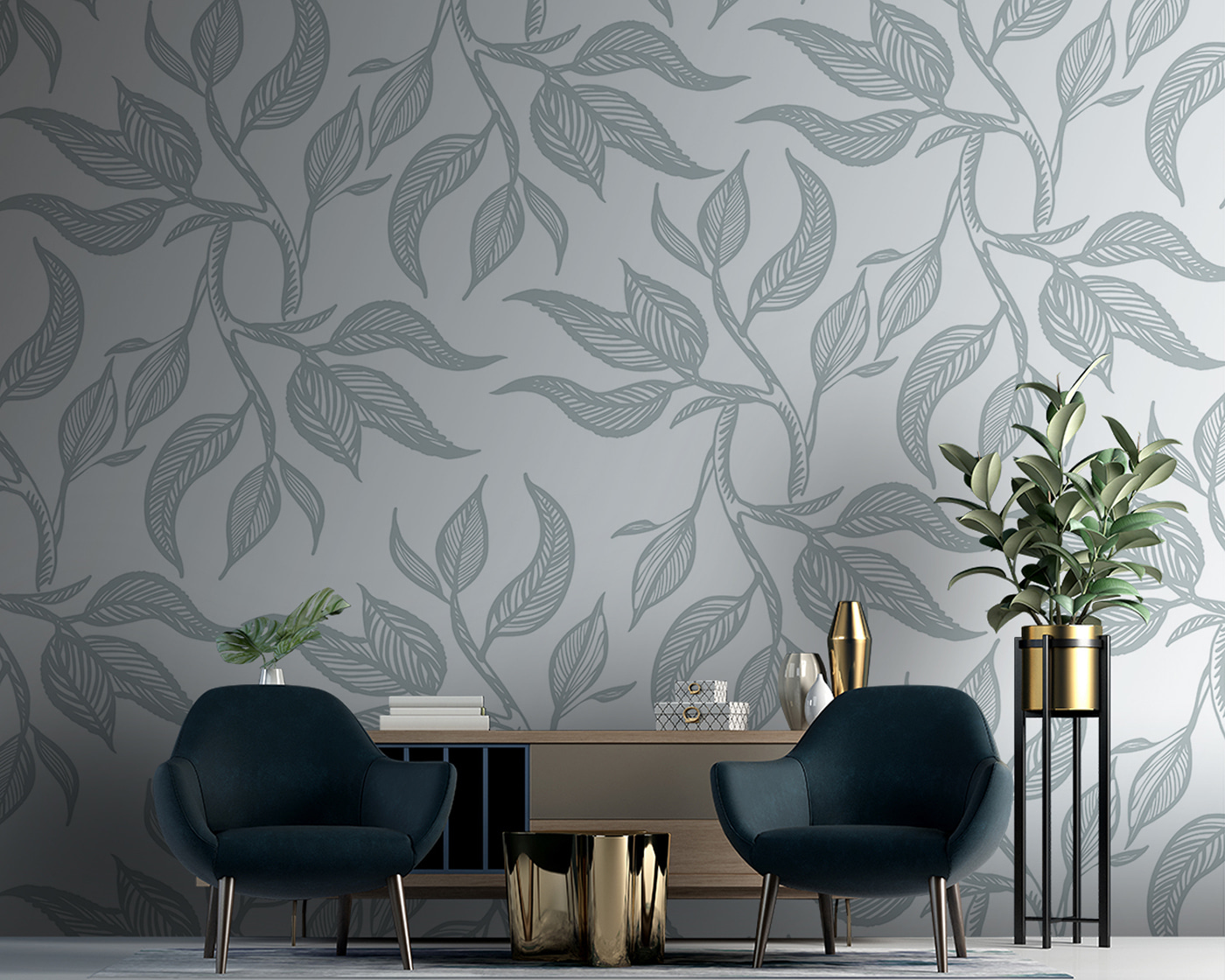 u96720pig10m - Μοτίβο φύλλων σε λευκό φόντο - tegory