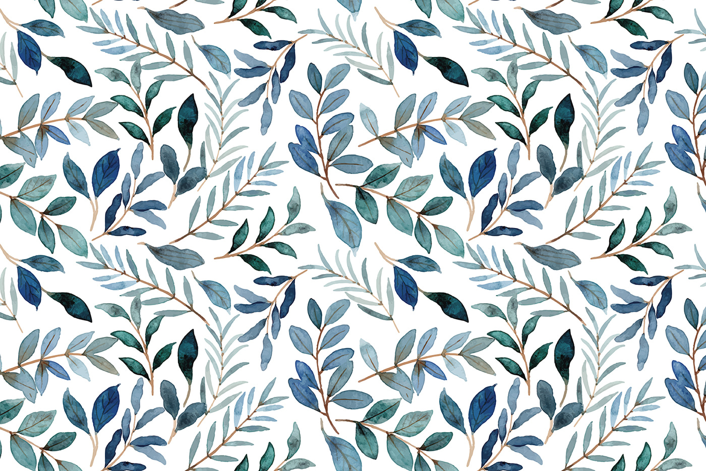 Pattern of blue and green leaves