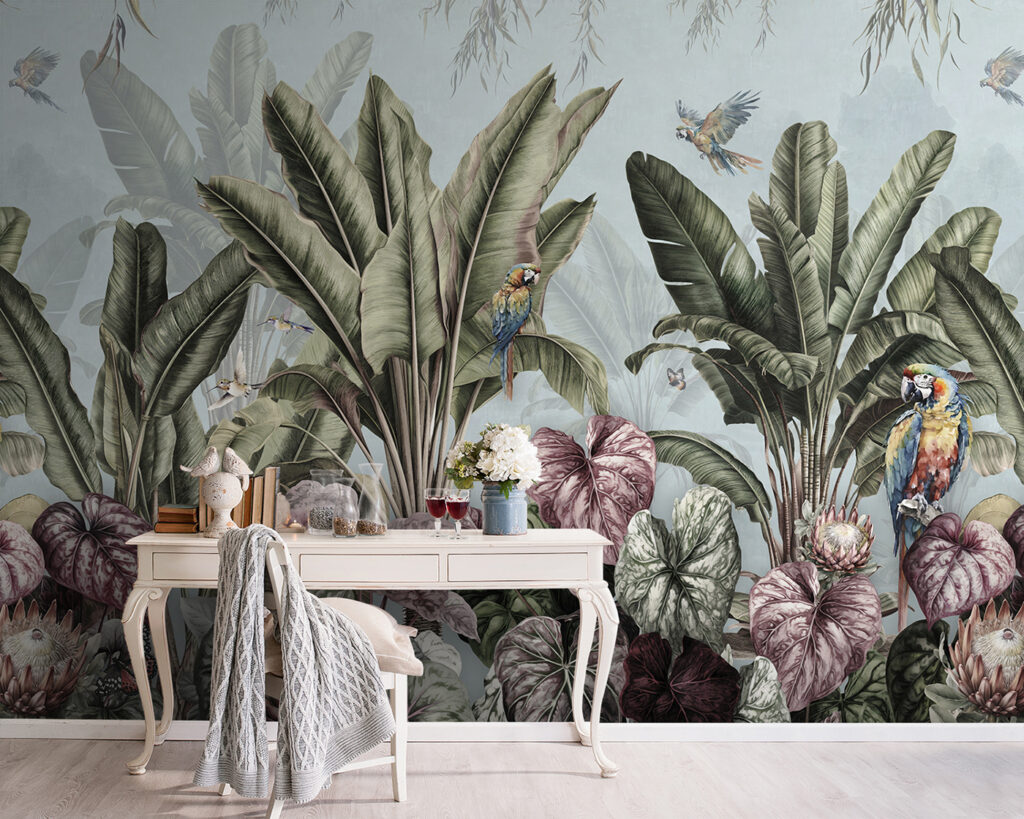 u96259pig5 1024x819 - Ταπετσαρία με τροπικά φυτά και πουλιά - tegory