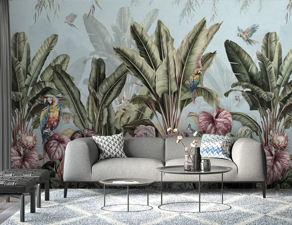 u96259pig1 1024x788 - Ταπετσαρία με τροπικά φυτά και πουλιά - tegory