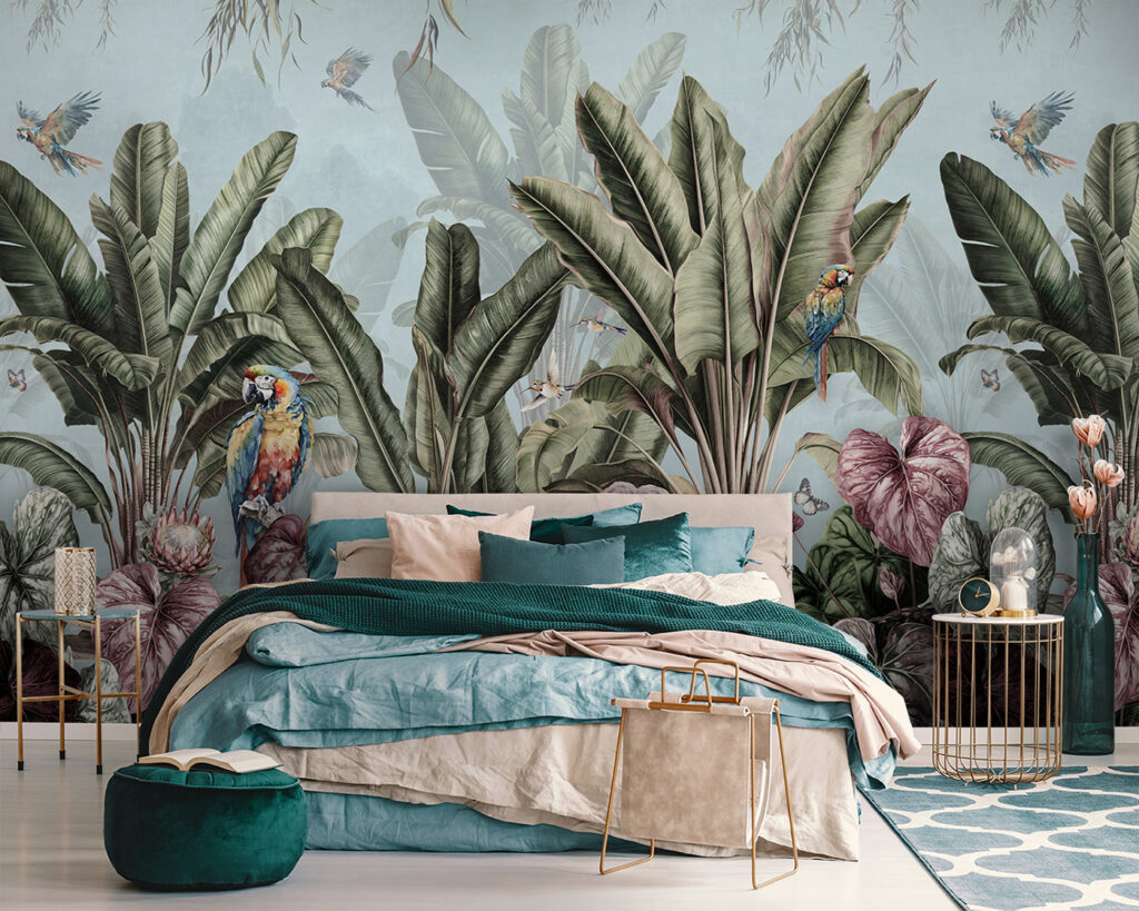 u96259pib111 1024x819 - Ταπετσαρία με τροπικά φυτά και πουλιά - tegory