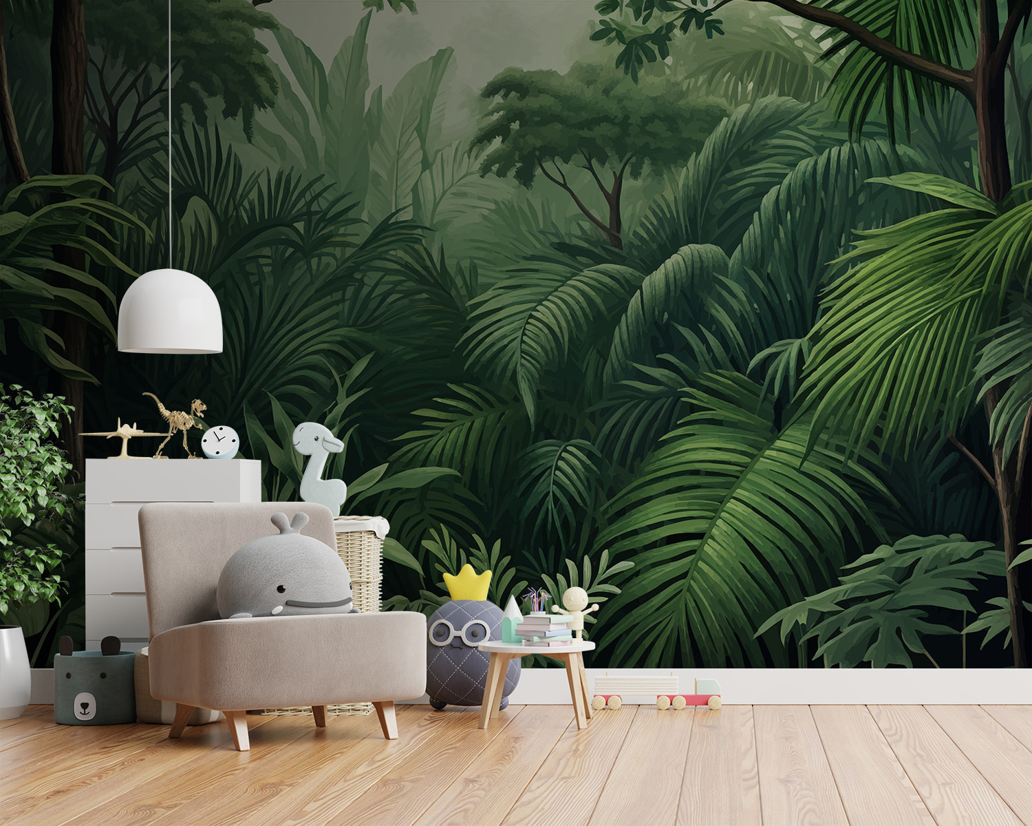 Green forest with many leaves