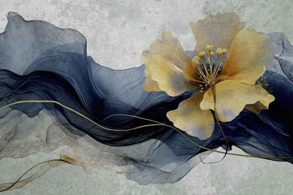 Elegant flower amidst flowing silk