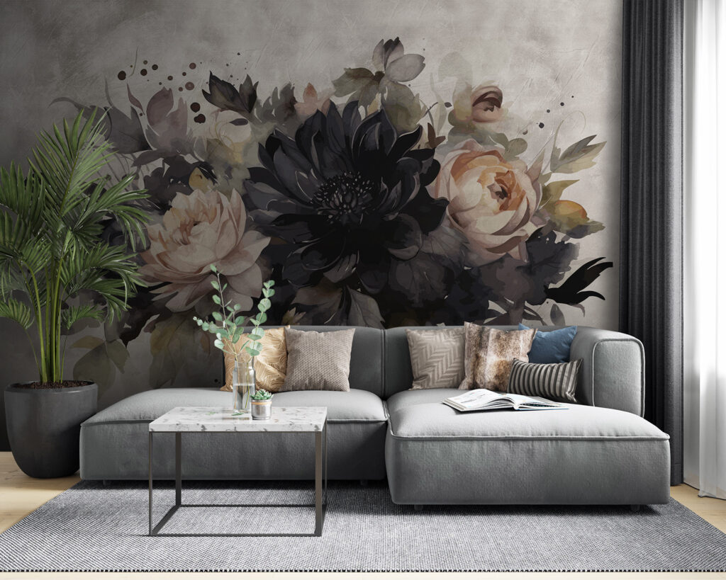 Painting of flowers and leaves