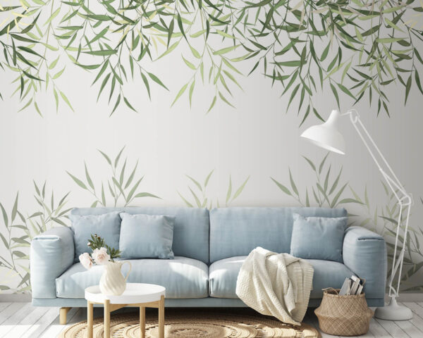 Delicate bamboo leaves on soft background Delicate bamboo leaves on soft background