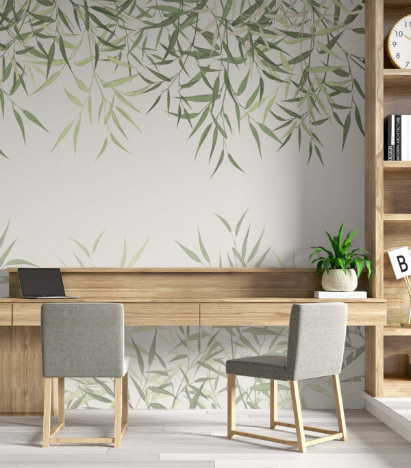 Delicate bamboo leaves on soft background Delicate bamboo leaves on soft background