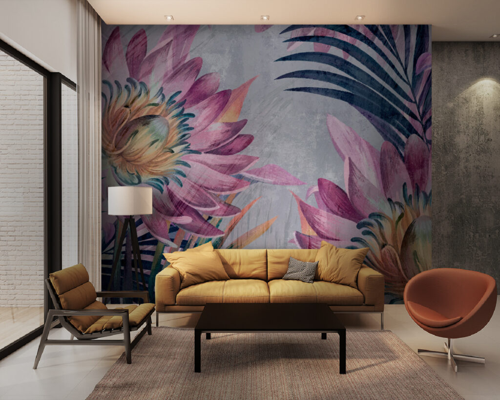 Vibrant blooms against a textured backdrop