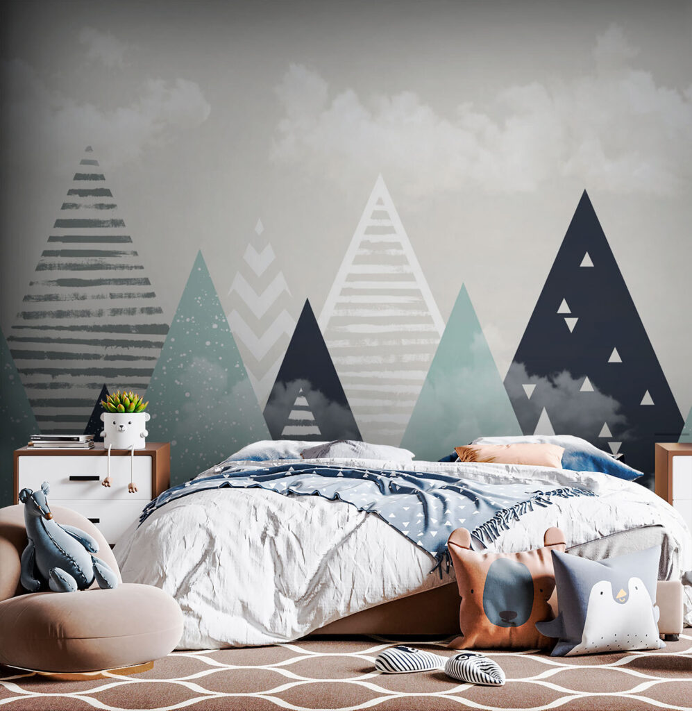 Group of triangles and clouds