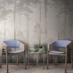 Ταπετσαρίες Ομιχλώδες δάσος με ψηλά δέντρα