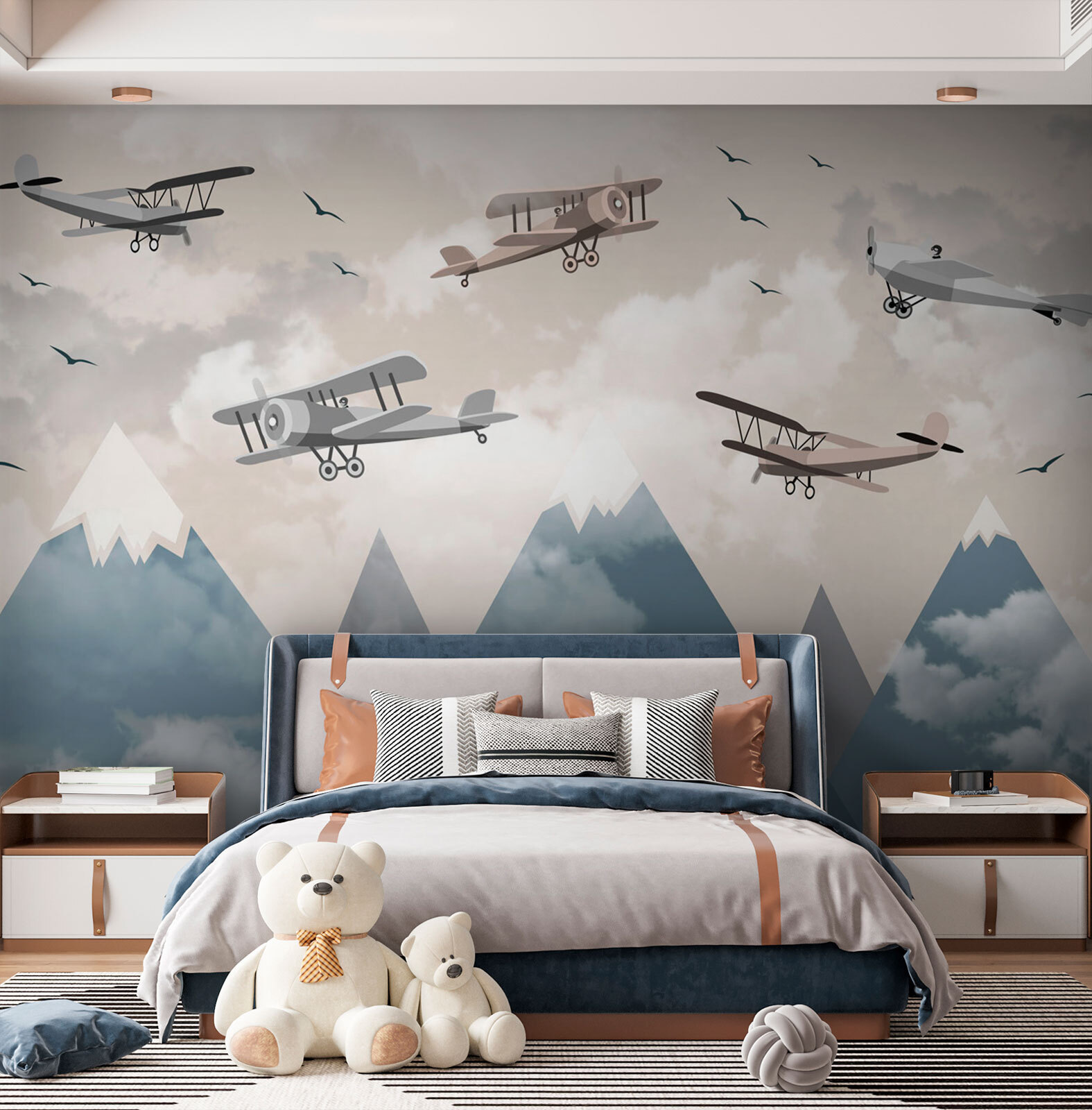 Group of airplanes flying in the sky