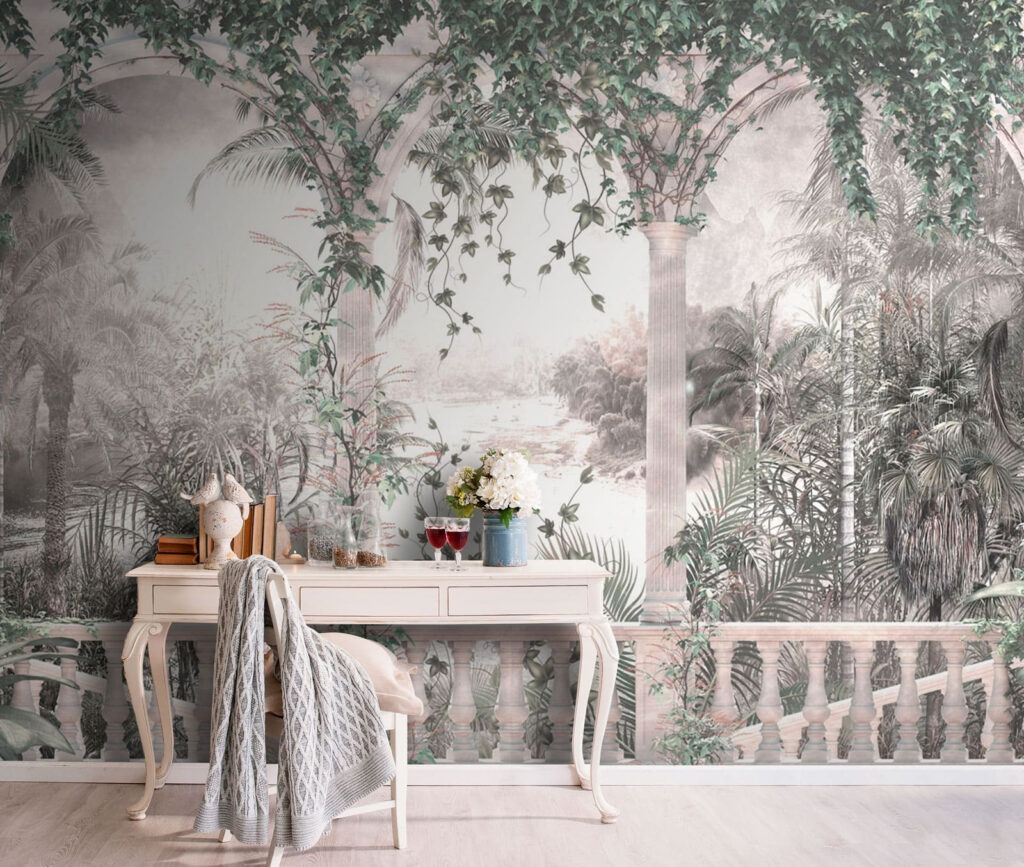 Balcony with a view of a river and trees