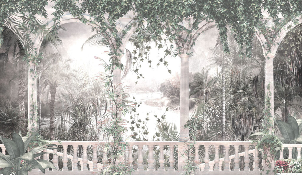 Balcony with a view of a river and trees