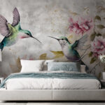 Ταπετσαρίες Ζωγραφική των πουλιών και των λουλουδιών