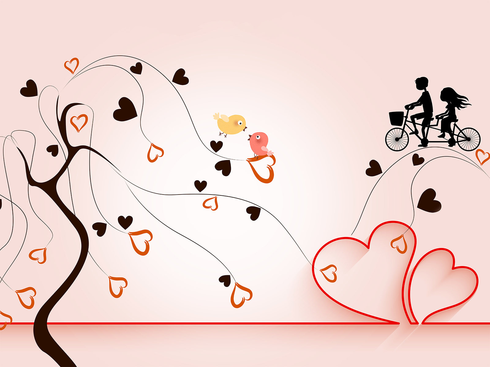 u93990p - Δέντρο με καρδιές και πουλιά πάνω του - tegory