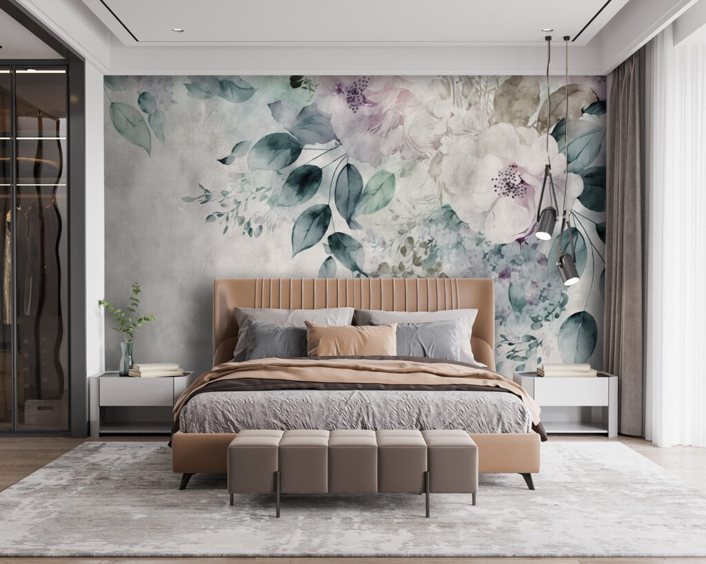 Painting of flowers and leaves