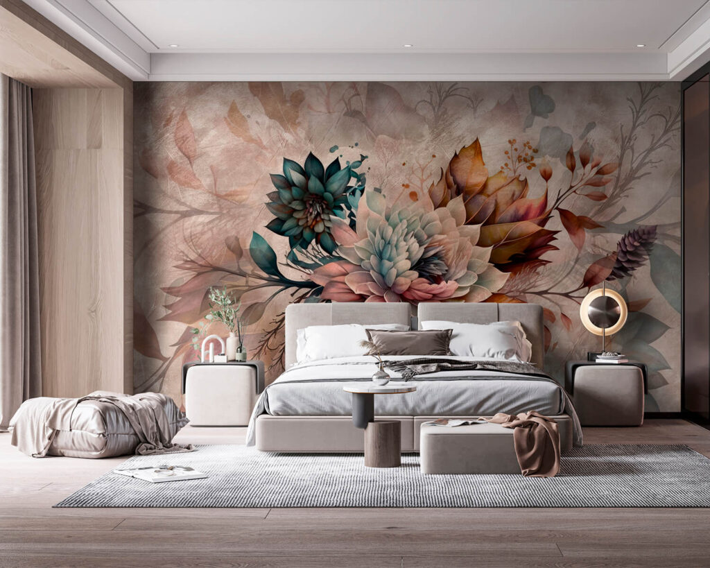 Painting of flowers and leaves