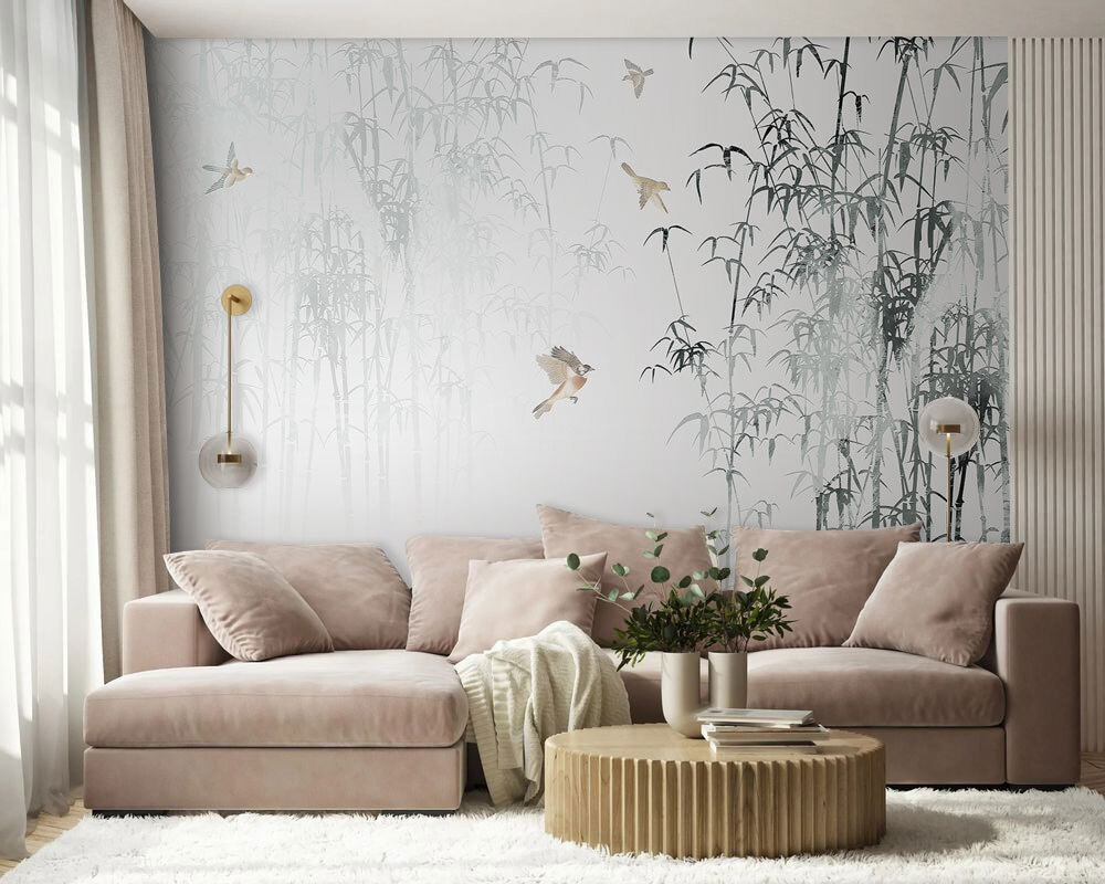 Birds flying birds in the fog