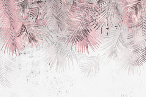 A pink and white palm leaves