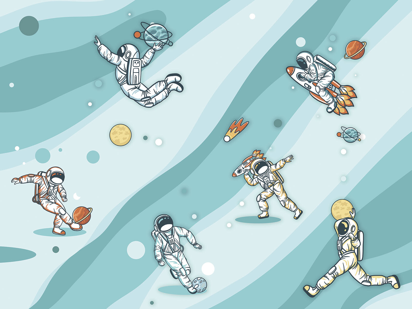 u93758p - Ομάδα αστροναυτών στο διάστημα - tegory