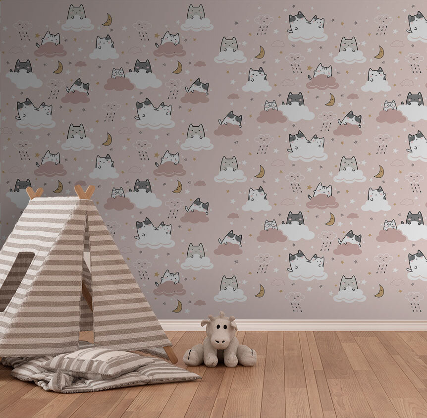Pattern of cats on a pink background Pattern of cats on a pink background