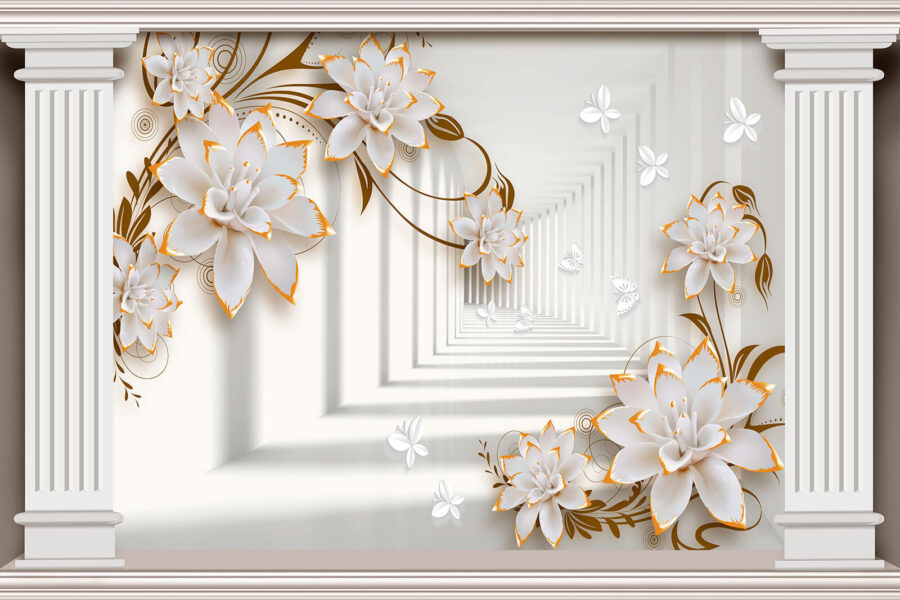 Κομψό floral πλαίσιο με butterfiles