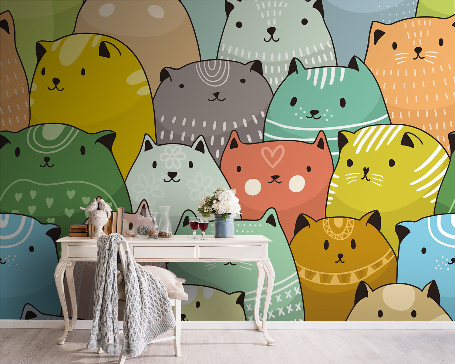 u87551pig5m - Ομάδα γατών σε διαφορετικά χρώματα - tegory