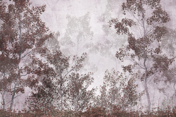 A group of trees with red leaves