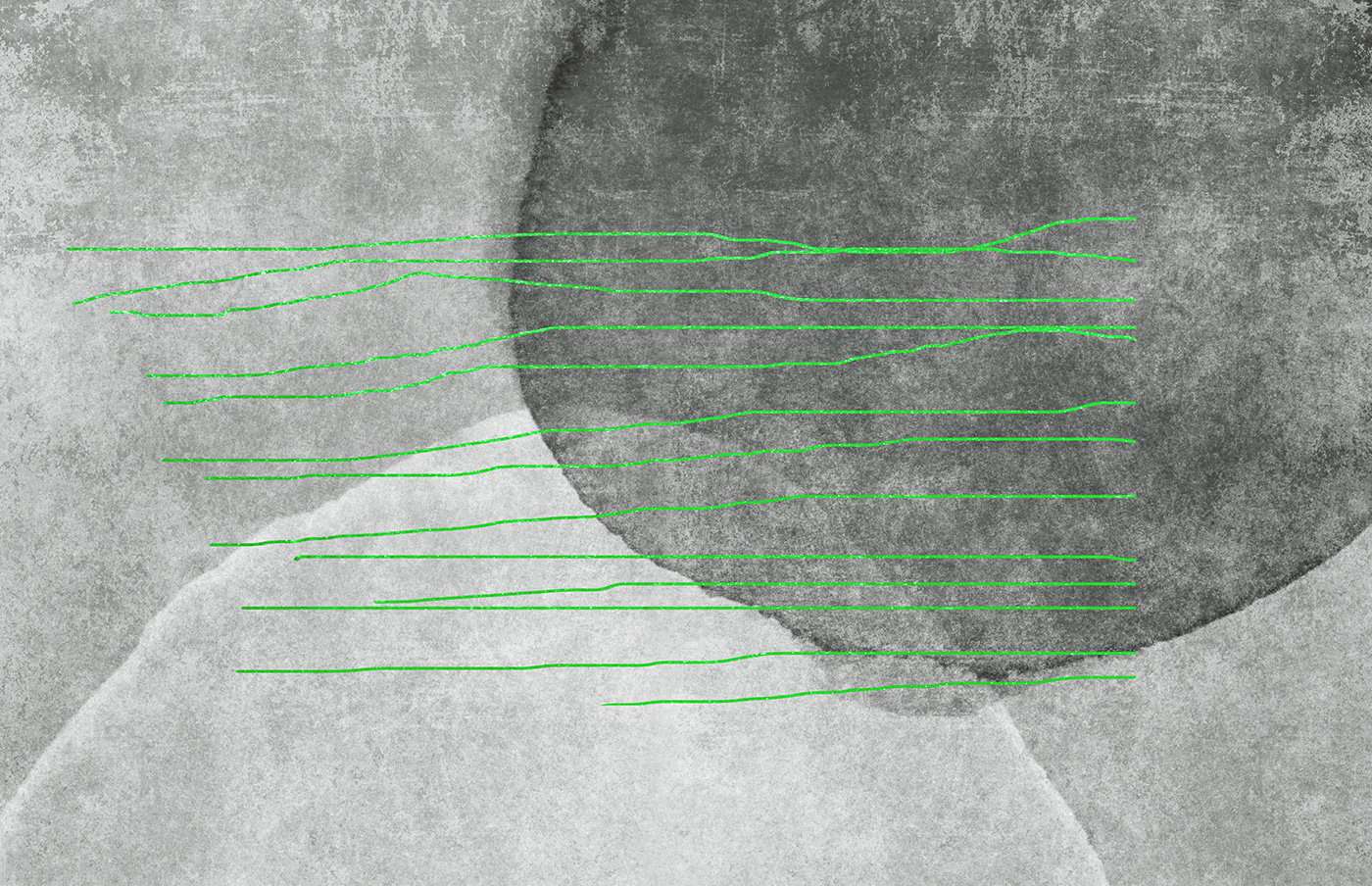 A grey and white background with green lines