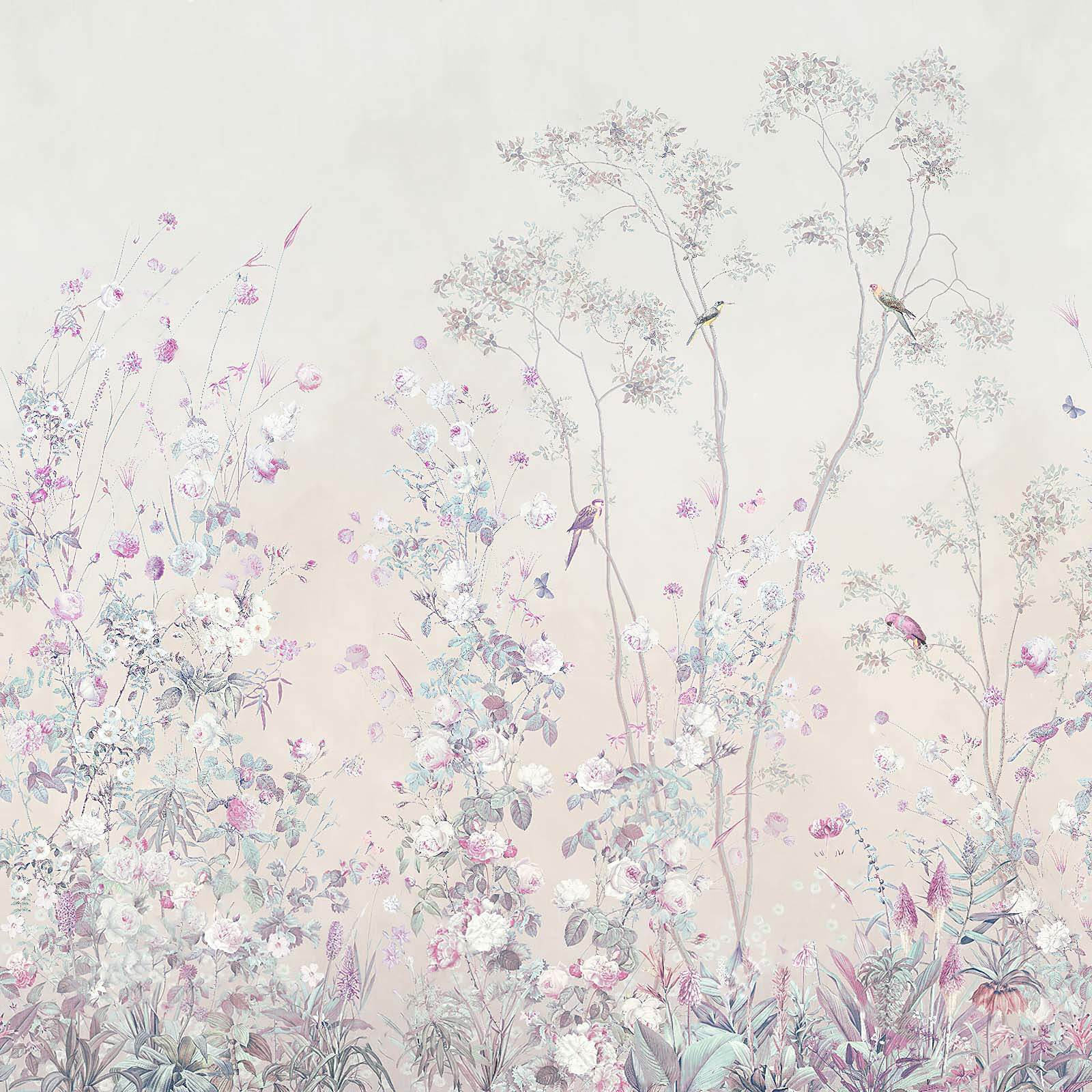 Group of flowers and leaves