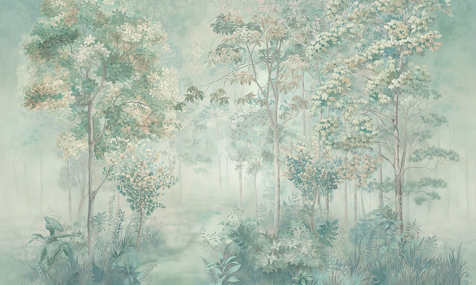 Wallpaper with trees and plants