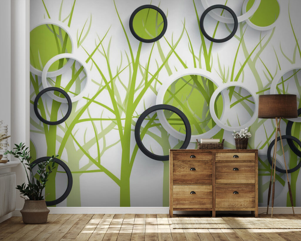 u78082pig41 1024x819 - Ταπετσαρία με κύκλους και δέντρα - tegory