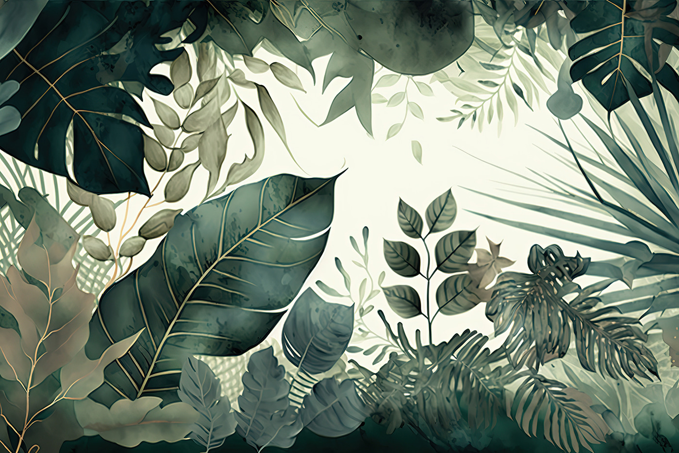 Lush green leaves in vibrant tones