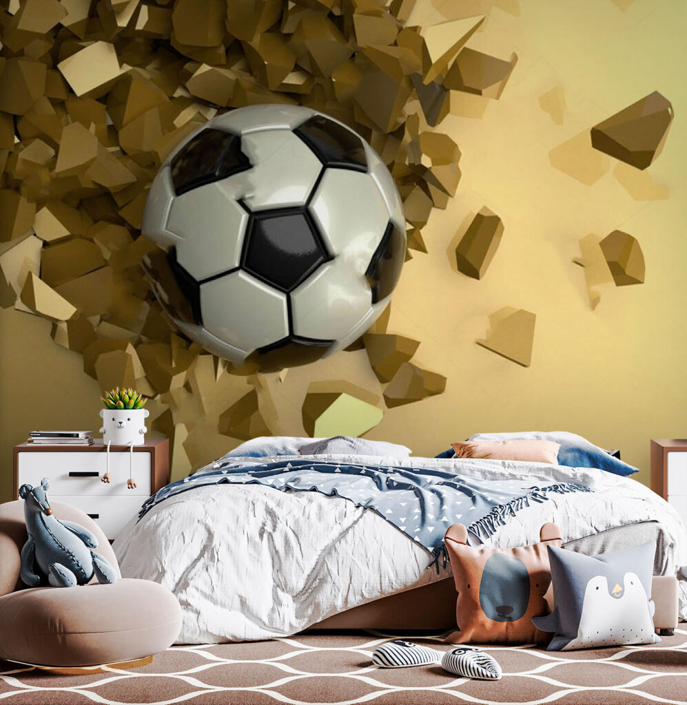 Football ball in a pile of broken pieces Football ball in a pile of broken pieces