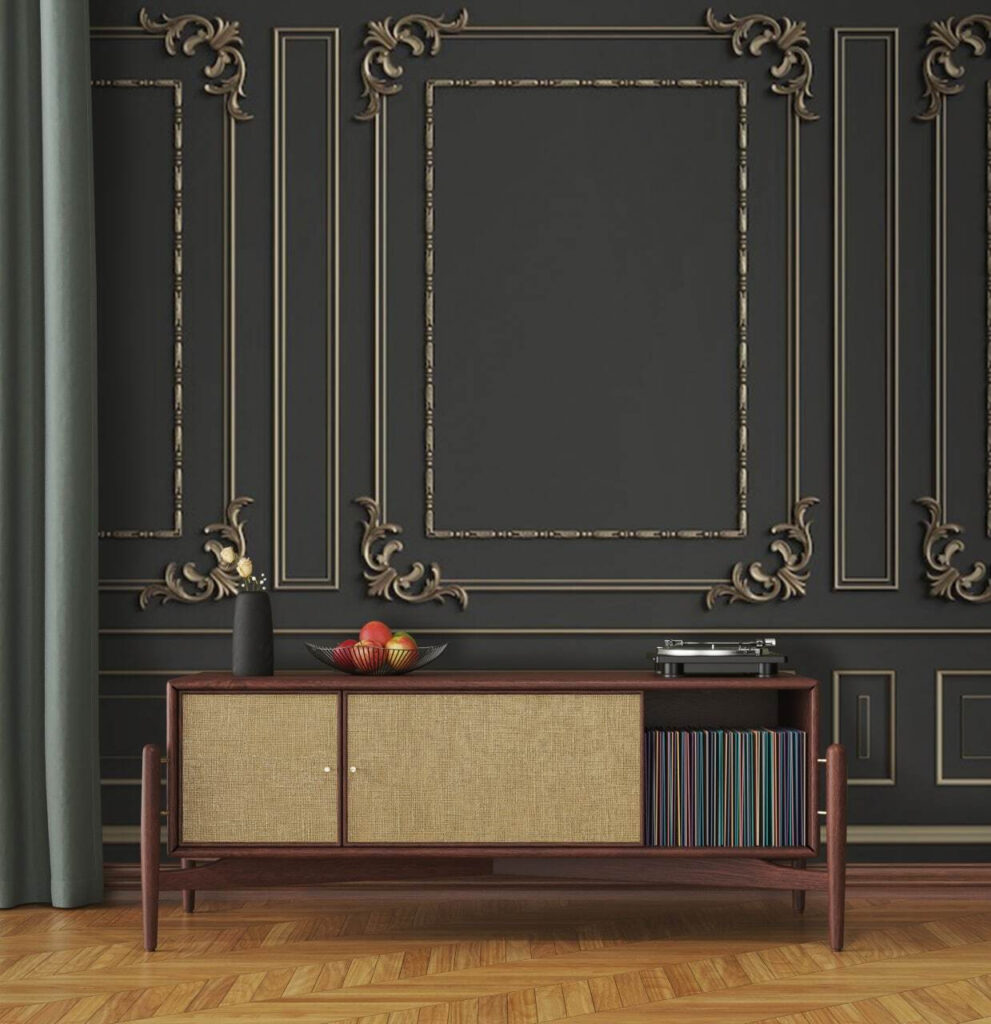 u72614pih2 991x1024 - Κομψό περίτεχνο σχέδιο τοίχου σε σκούρους τόνους - tegory