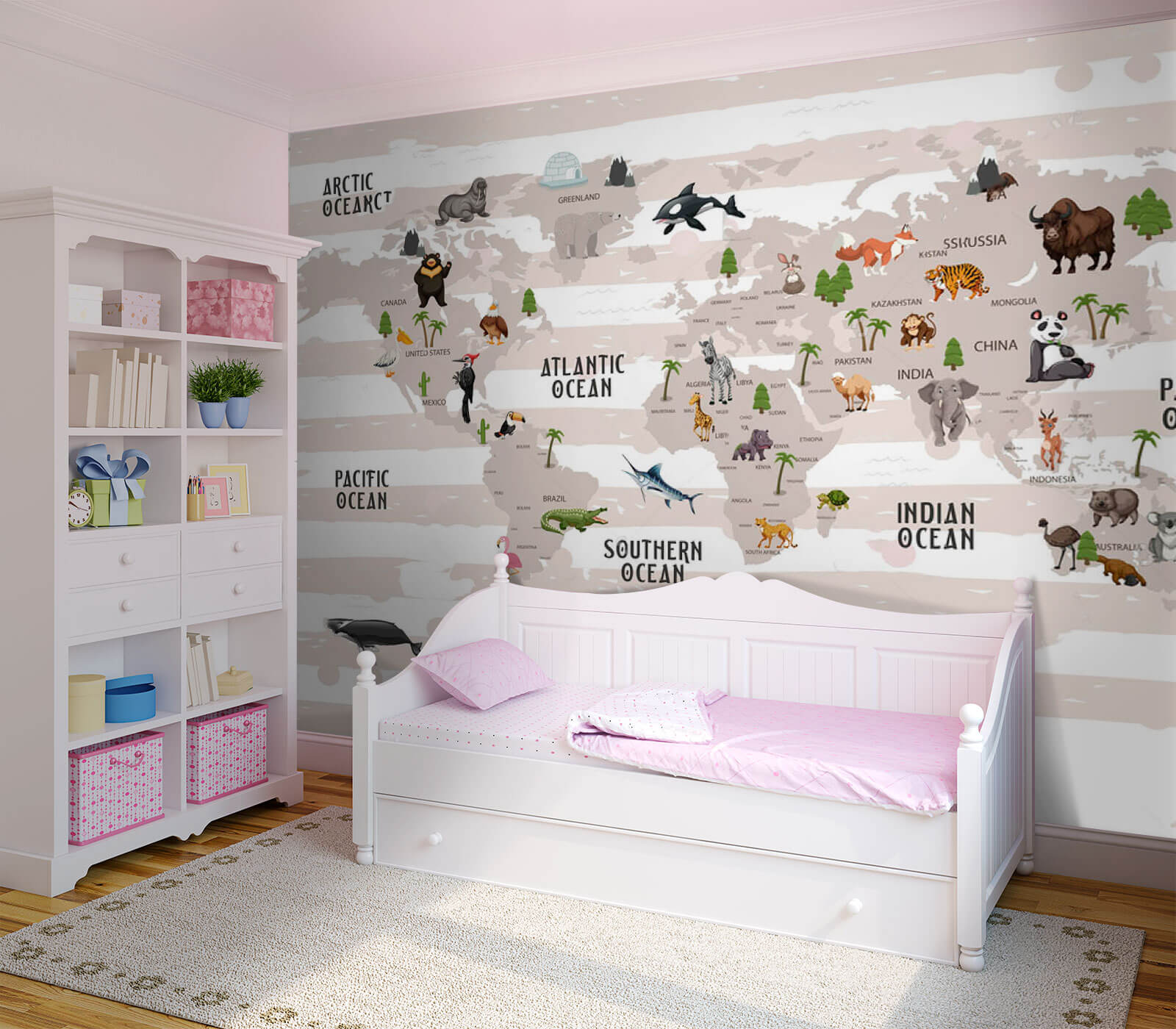 u72580pir1m - Χάρτης του κόσμου με ζώα - tegory