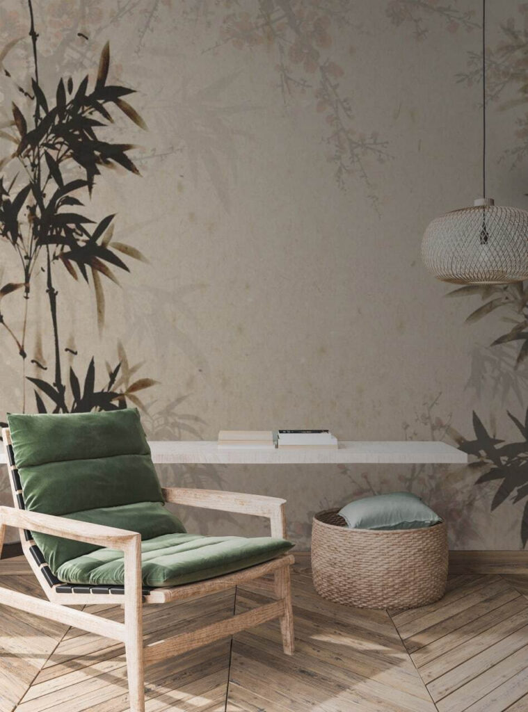 Black and white image of a bamboo plant