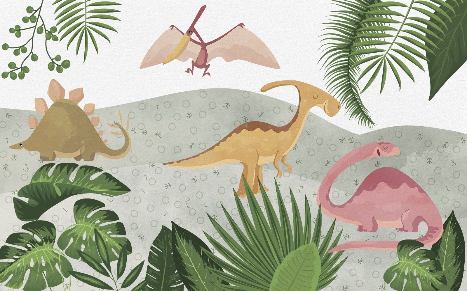 u72541p - Ομάδα δεινοσαύρων με φύλλα - tegory