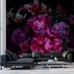 Ταπετσαρίες Ομάδα λουλουδιών σε μαύρο φόντο