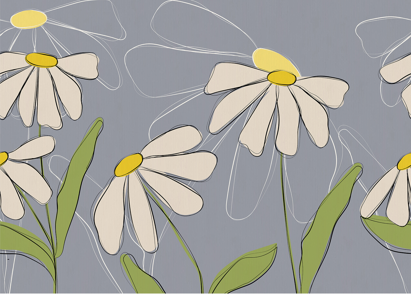 u71643p - Σχέδιο λουλουδιών σε γκρι φόντο - tegory