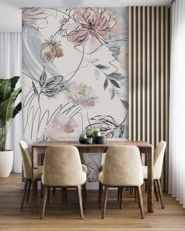 Floral μοτίβο με μαύρα και λευκά λουλούδια Floral μοτίβο με μαύρα και λευκά λουλούδια