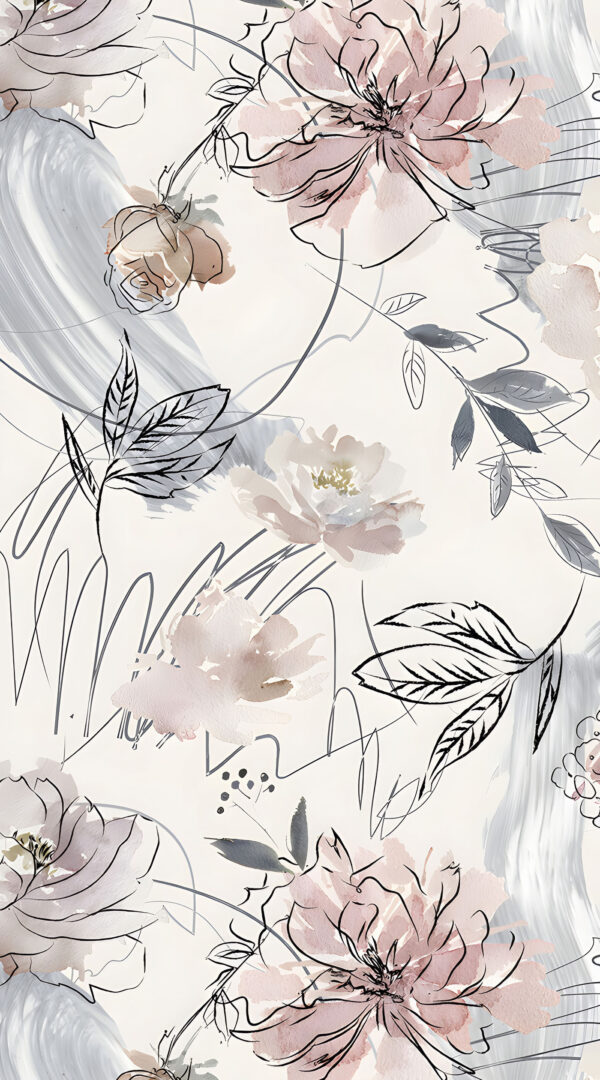 Floral μοτίβο με μαύρα και λευκά λουλούδια Floral μοτίβο με μαύρα και λευκά λουλούδια