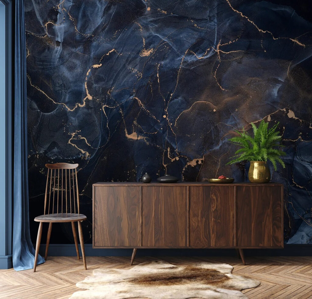 Midnight marbled with copper veins